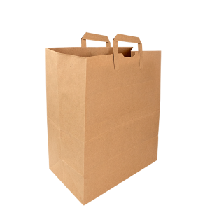 Bolsa Kraft con asa plana,  30 x 18 x 35 cm.