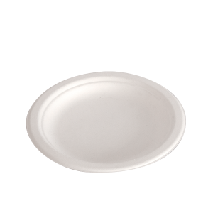 Plato redondo biodegradable blanco de 23 cm.