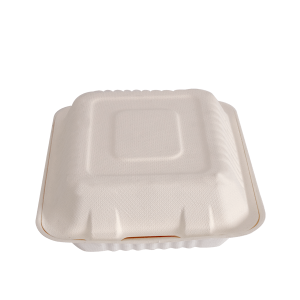 Contenedor biodegradable blanco 23 x 23 cm. con división