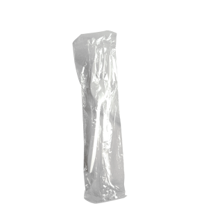 Tenedor blanco, mediano, estuchado 15 cm.
